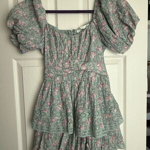 Altar'd State Pink and Green Floral Romper
